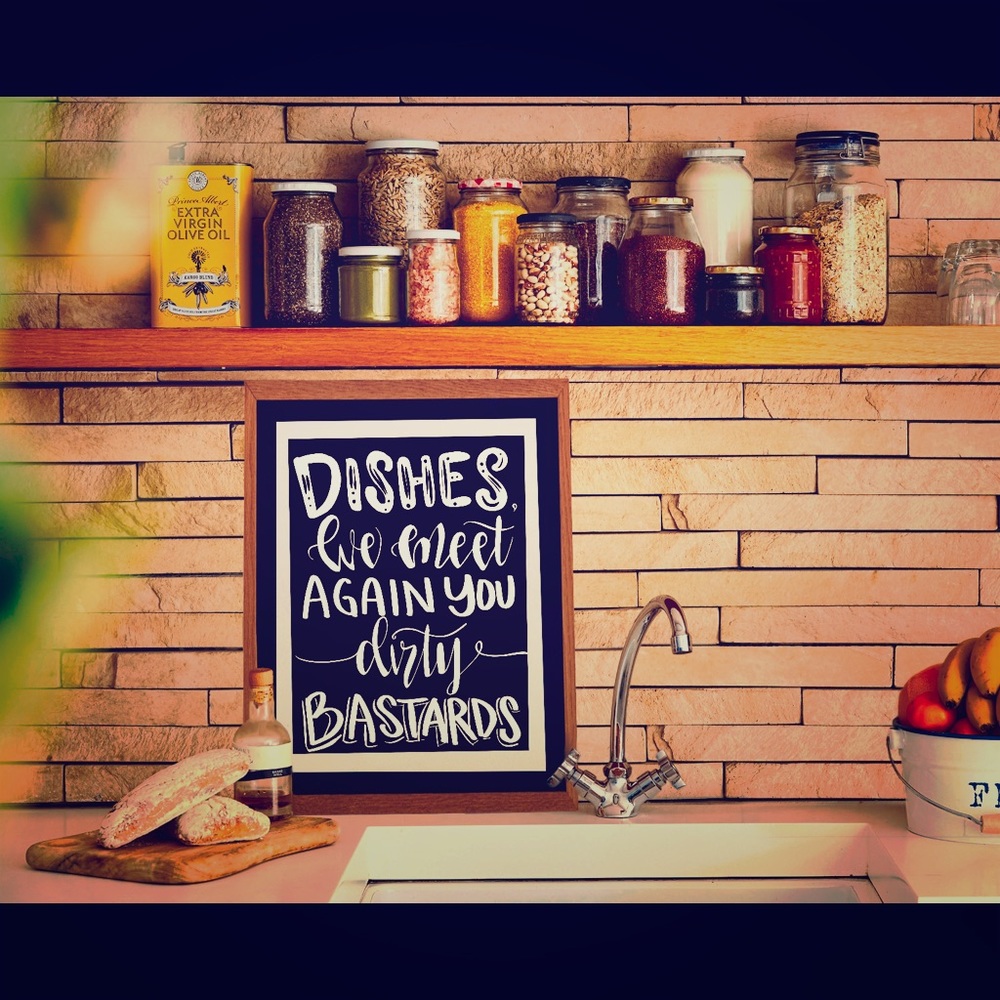 Art Print- Dirty Dishes Sign - Funny Kitchen Decor